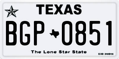 TX license plate BGP0851
