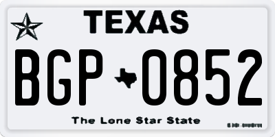 TX license plate BGP0852