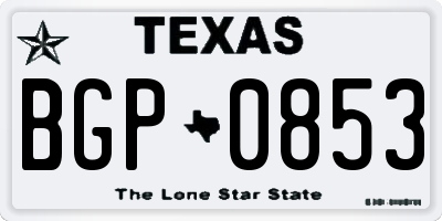 TX license plate BGP0853