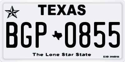 TX license plate BGP0855