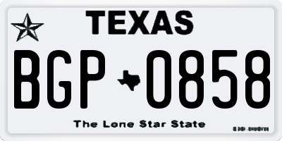 TX license plate BGP0858