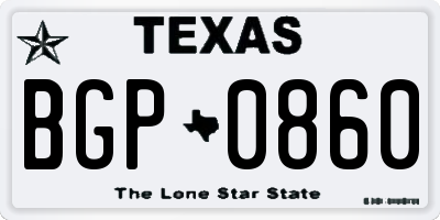 TX license plate BGP0860