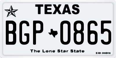 TX license plate BGP0865