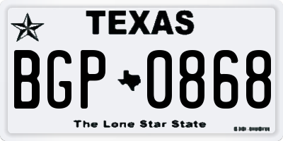 TX license plate BGP0868