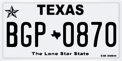 TX license plate BGP0870