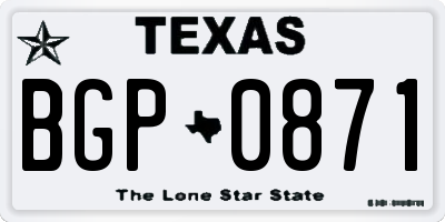 TX license plate BGP0871