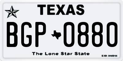 TX license plate BGP0880