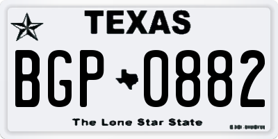 TX license plate BGP0882