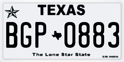 TX license plate BGP0883