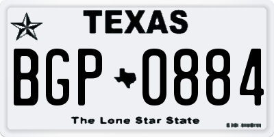 TX license plate BGP0884