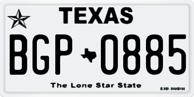 TX license plate BGP0885