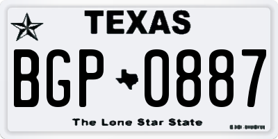 TX license plate BGP0887