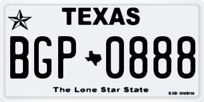 TX license plate BGP0888