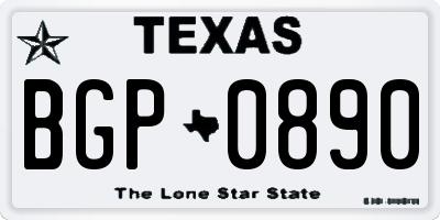 TX license plate BGP0890