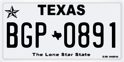 TX license plate BGP0891