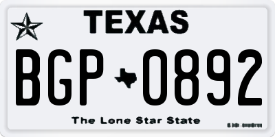 TX license plate BGP0892