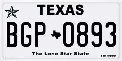 TX license plate BGP0893