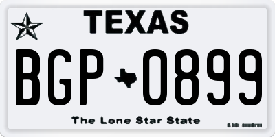 TX license plate BGP0899