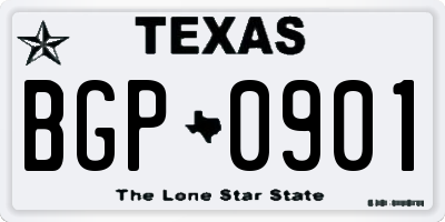 TX license plate BGP0901