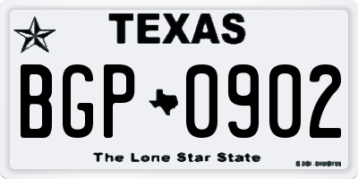 TX license plate BGP0902