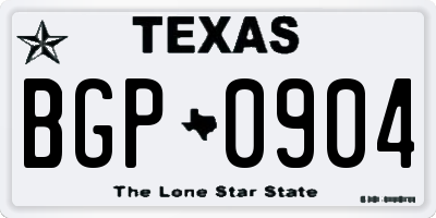 TX license plate BGP0904