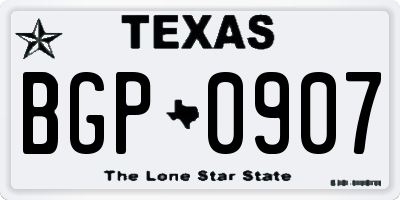 TX license plate BGP0907