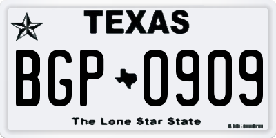 TX license plate BGP0909