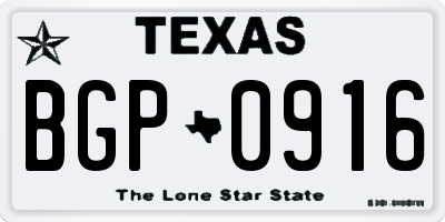 TX license plate BGP0916
