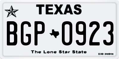 TX license plate BGP0923