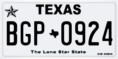 TX license plate BGP0924
