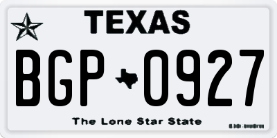 TX license plate BGP0927