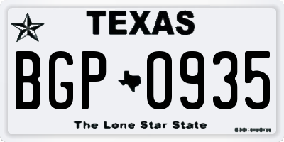 TX license plate BGP0935