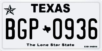 TX license plate BGP0936