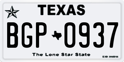 TX license plate BGP0937