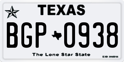 TX license plate BGP0938