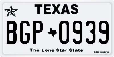 TX license plate BGP0939