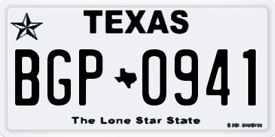 TX license plate BGP0941