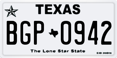 TX license plate BGP0942