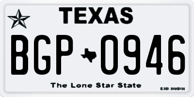 TX license plate BGP0946