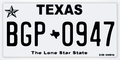 TX license plate BGP0947