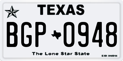 TX license plate BGP0948