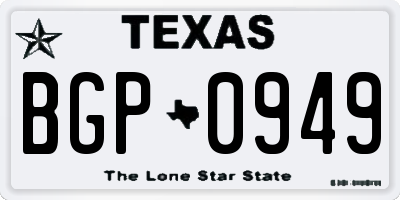 TX license plate BGP0949