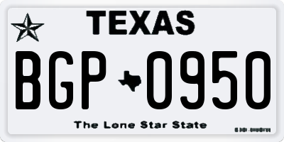TX license plate BGP0950