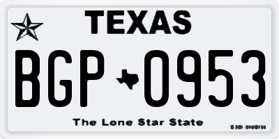 TX license plate BGP0953