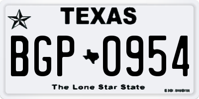 TX license plate BGP0954