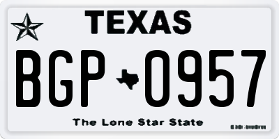 TX license plate BGP0957