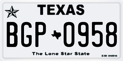TX license plate BGP0958