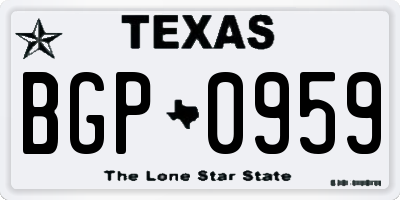 TX license plate BGP0959