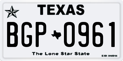 TX license plate BGP0961