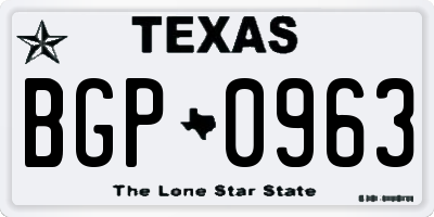 TX license plate BGP0963